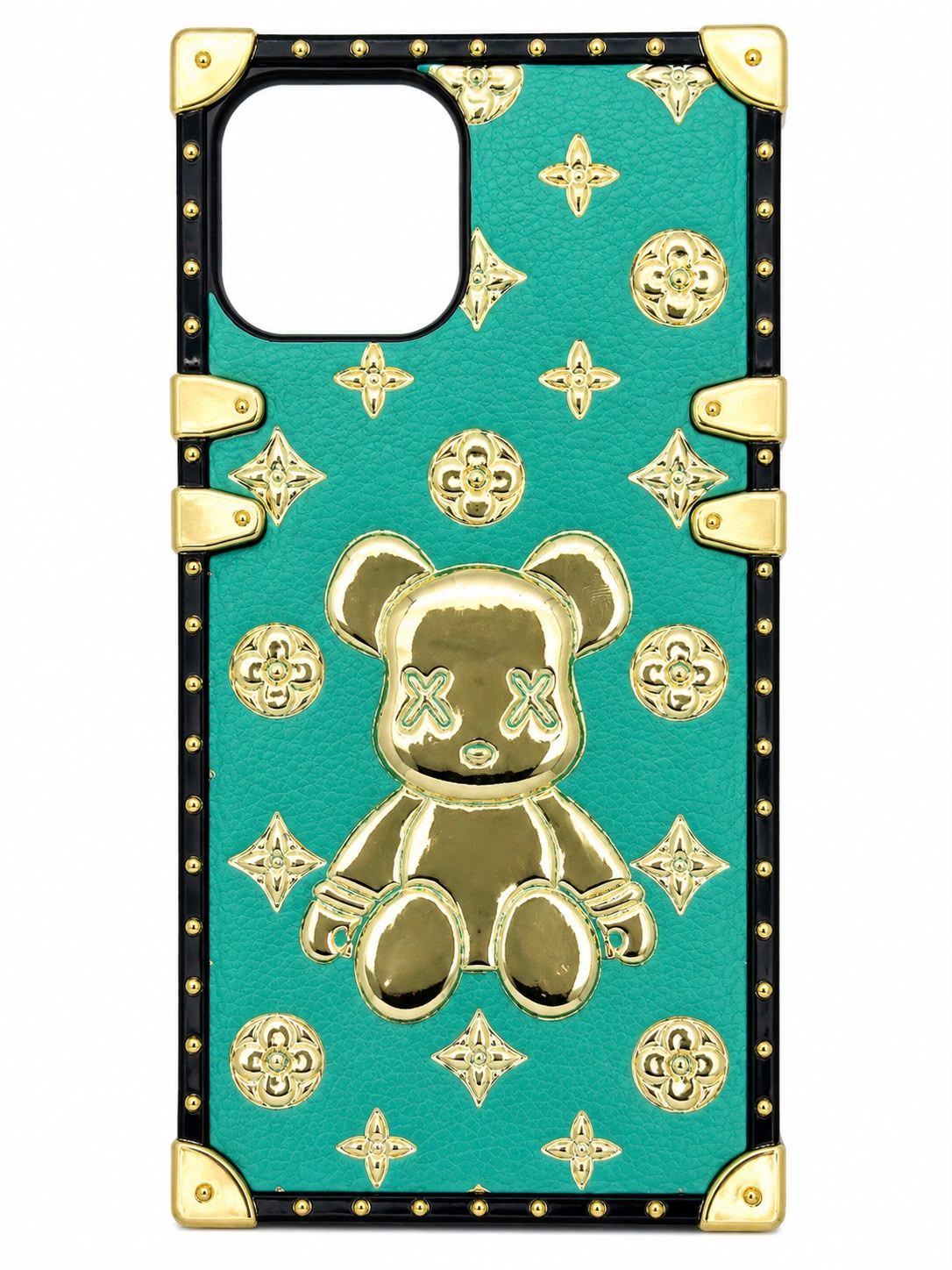 LEATHER BEAR CASE FOR IPHONE 13/14 -GREEN