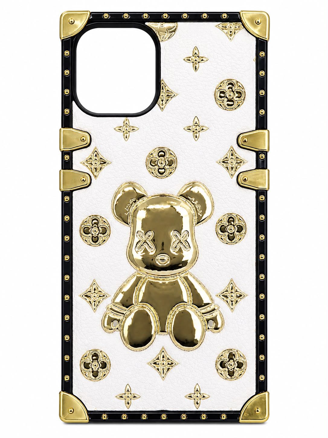 LEATHER BEAR CASE FOR IPHONE 13/14 -WHITE