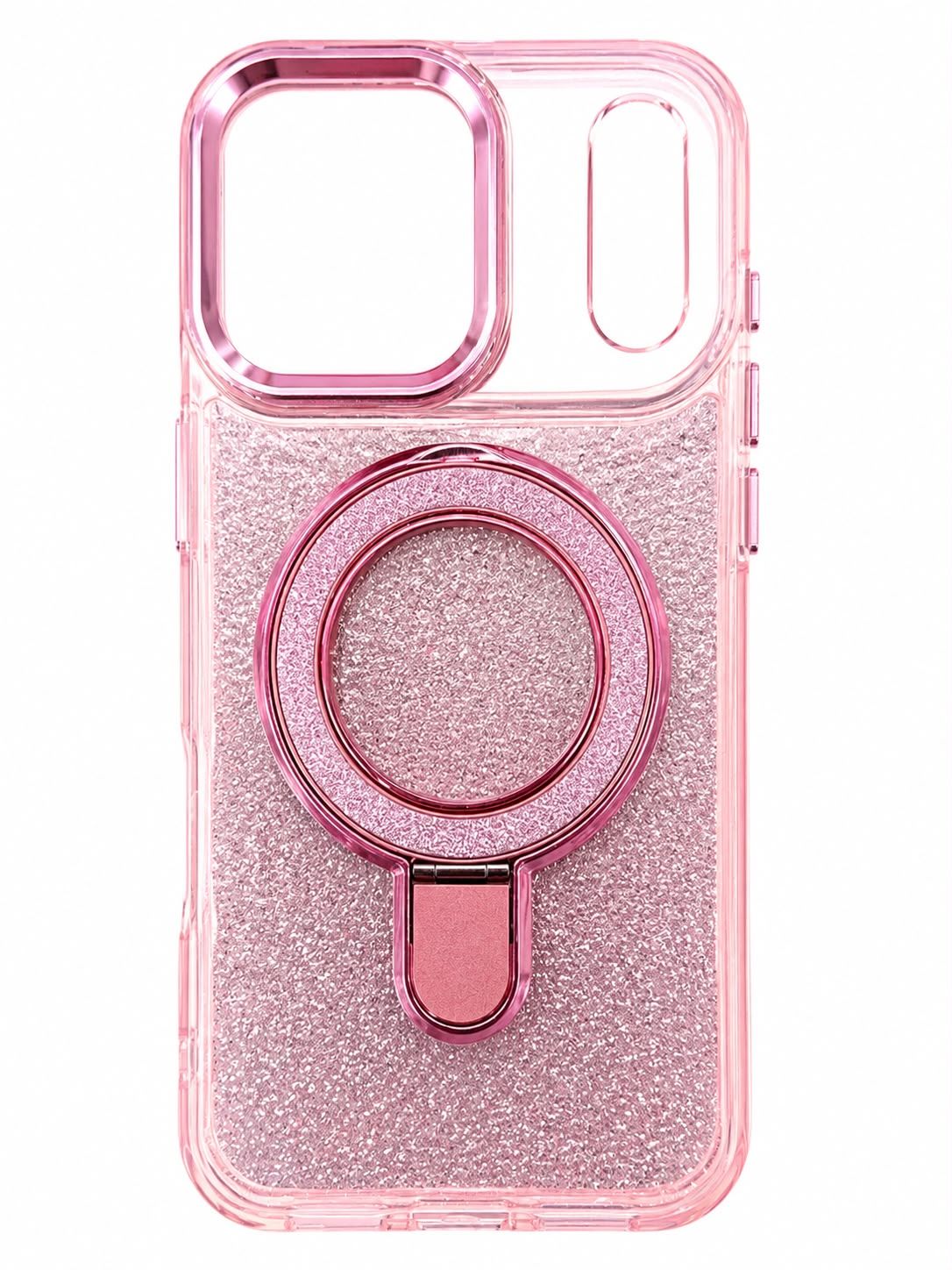 Shinning Case with Kickstand Magsafe Compatible Case for iphone 17 Pro Max -Pink