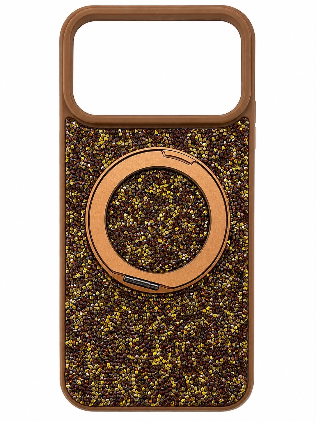 Diamond Case With 360 Roatating Magsafe Iphone 17 Pro Max -Brown Gold