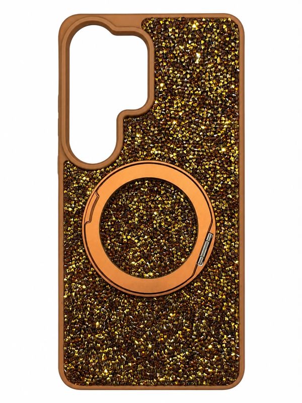 Diamond Case With 360 Roatating Magsafe Samsung S26 Ultra -Brown Gold