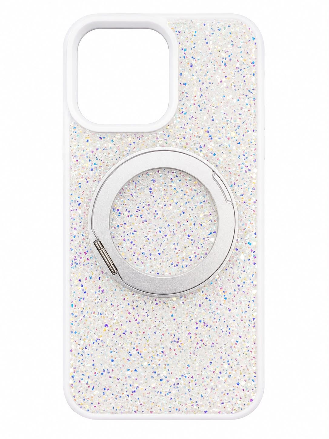 Diamond Case With 360 Roatating Magsafe Iphone 16 Pro Max -White