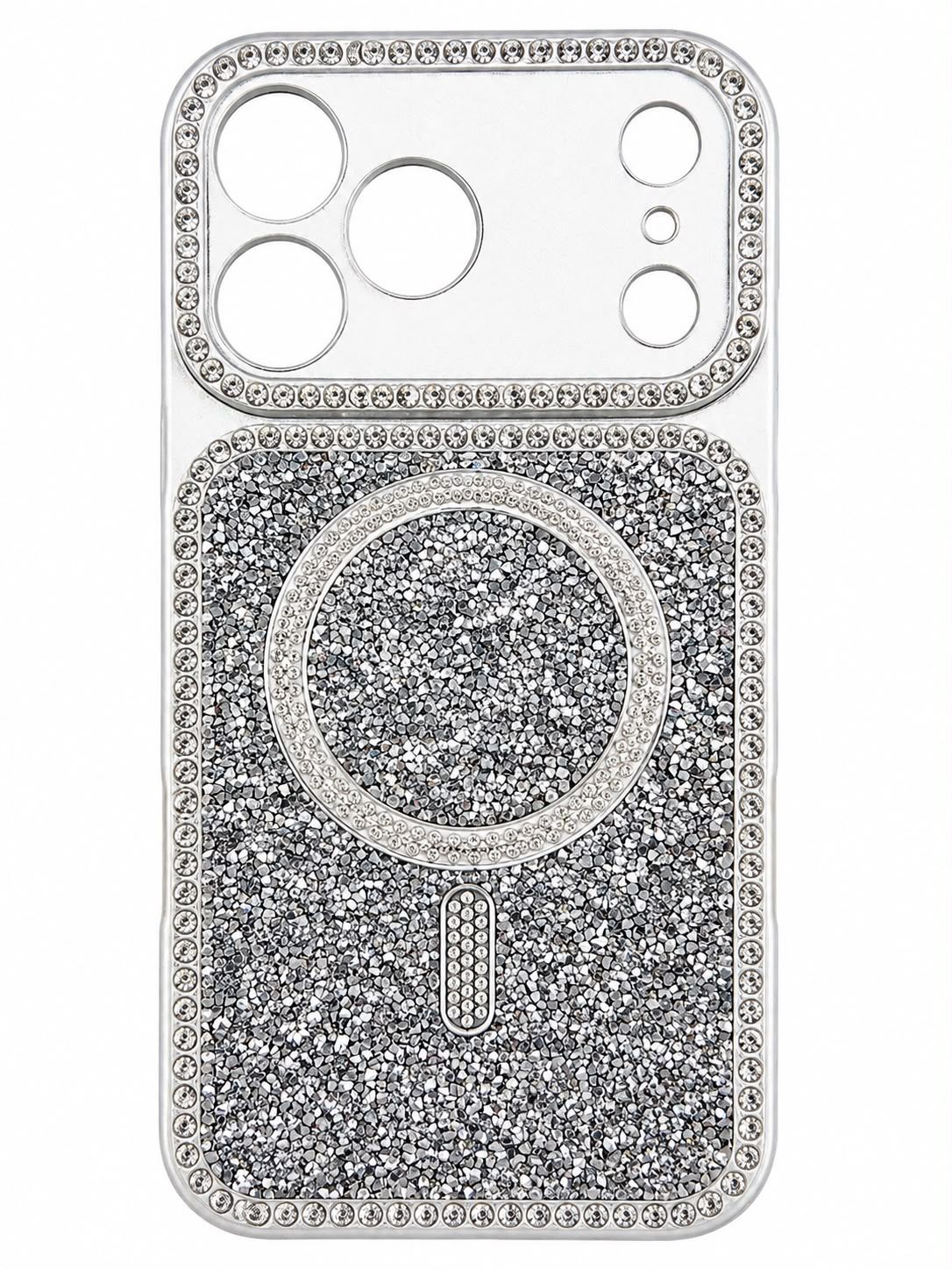 Crushed Diamond Case With Magsafe Iphone 17 Pro Max -Silver