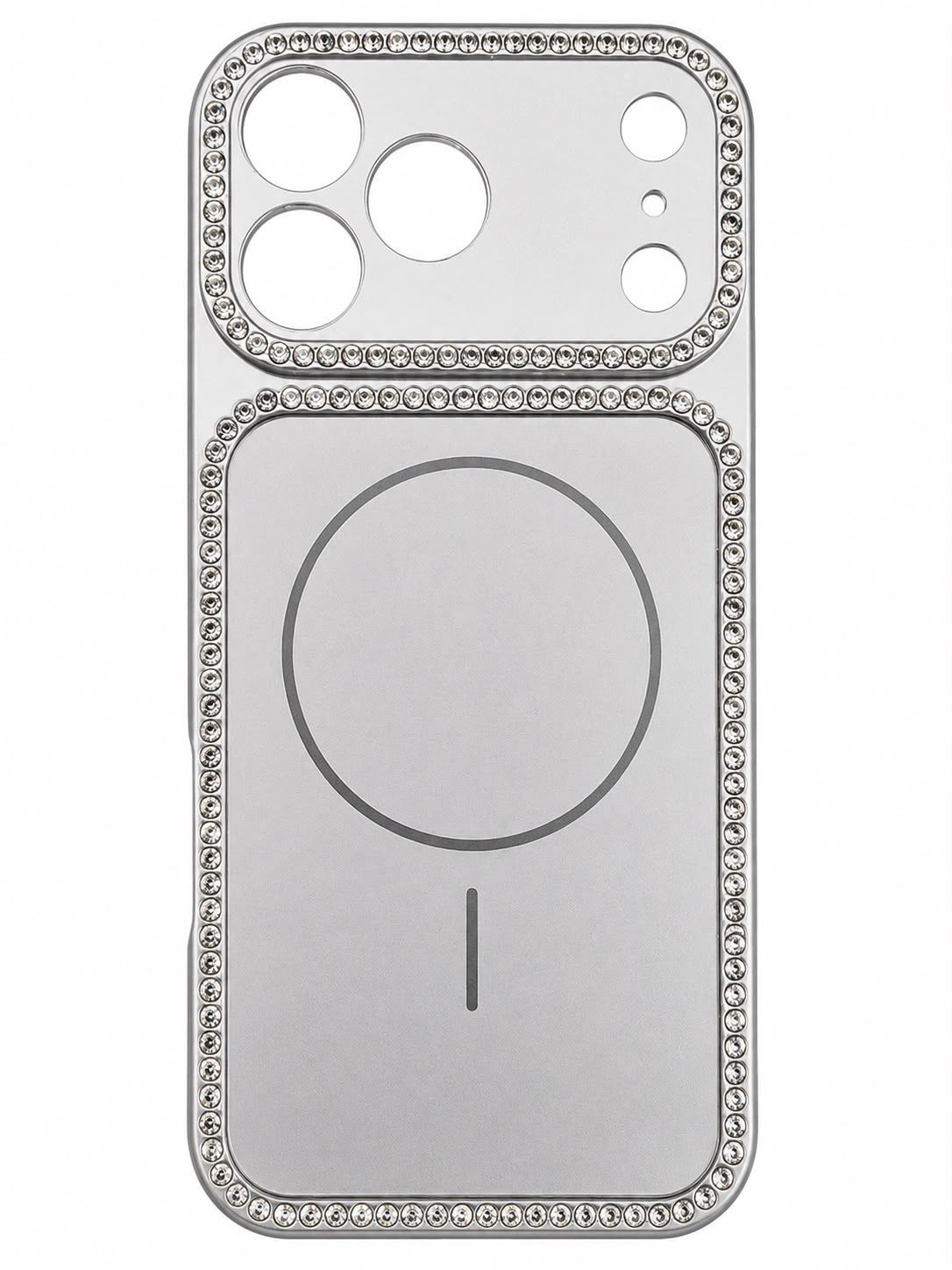Colorful Magsafe Case with Diamond Iphone 17 Pro Max -Silver