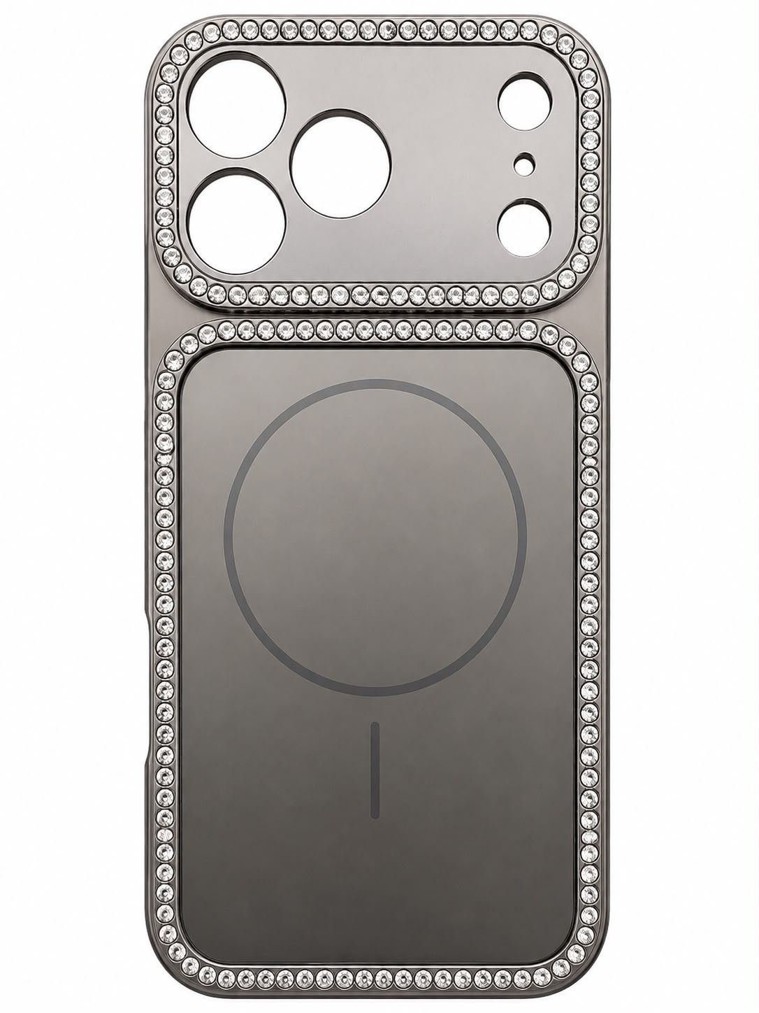 Colorful Magsafe Case with Diamond Iphone 17 Pro Max -Gray