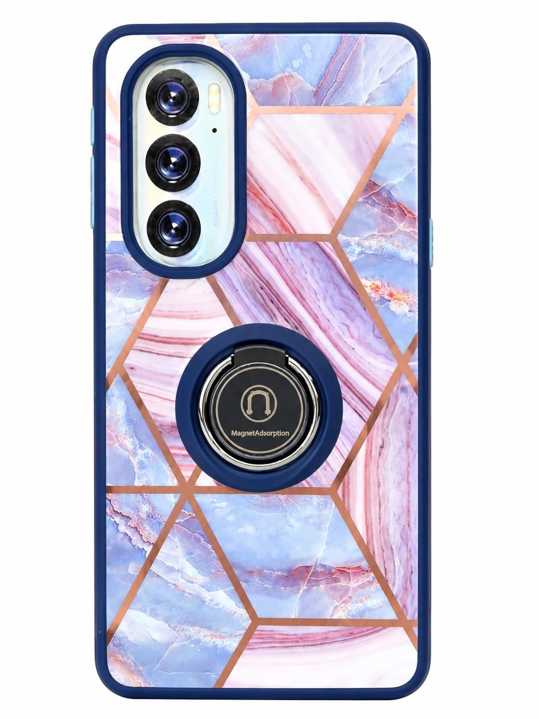 Geometric Pattern Kickstand Case for Moto Edge Plus 2022- Blue