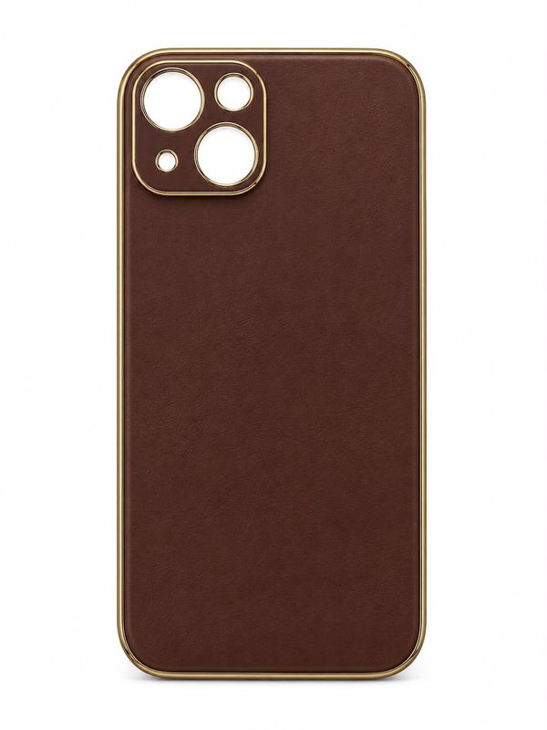 LEAHTER PLATING SKIN CASE FOR Iphone 15- Brown