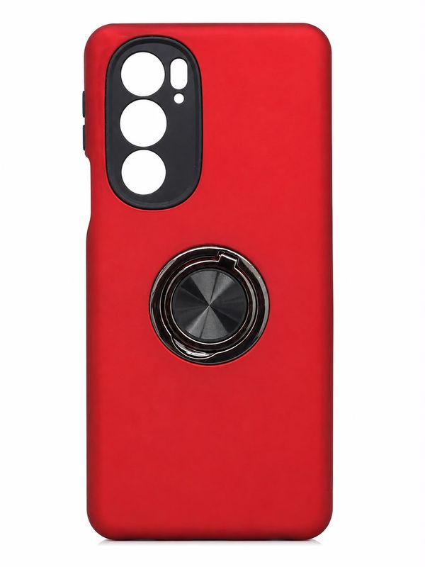Chief Oil Painted Magnetic Ring Stand Camera Protective Hybrid Case Cover for Motorola Moto Edge Plus 2022- Red