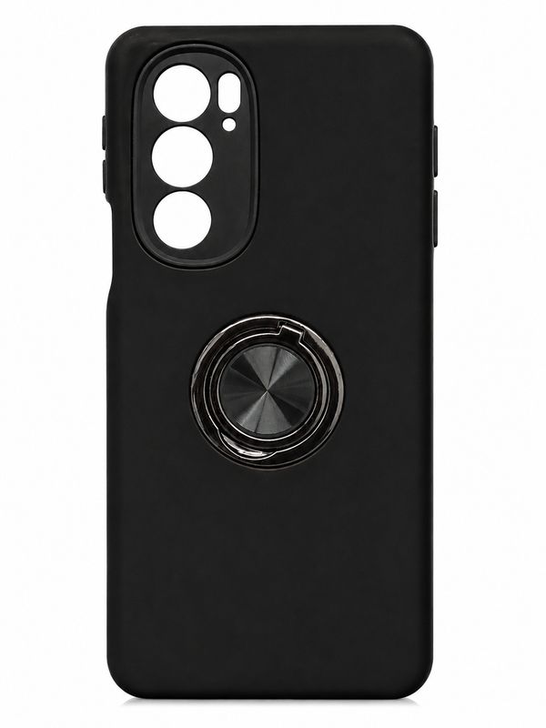 Chief Oil Painted Magnetic Ring Stand Camera Protective Hybrid Case Cover for Motorola Moto Edge Plus 2022- Black