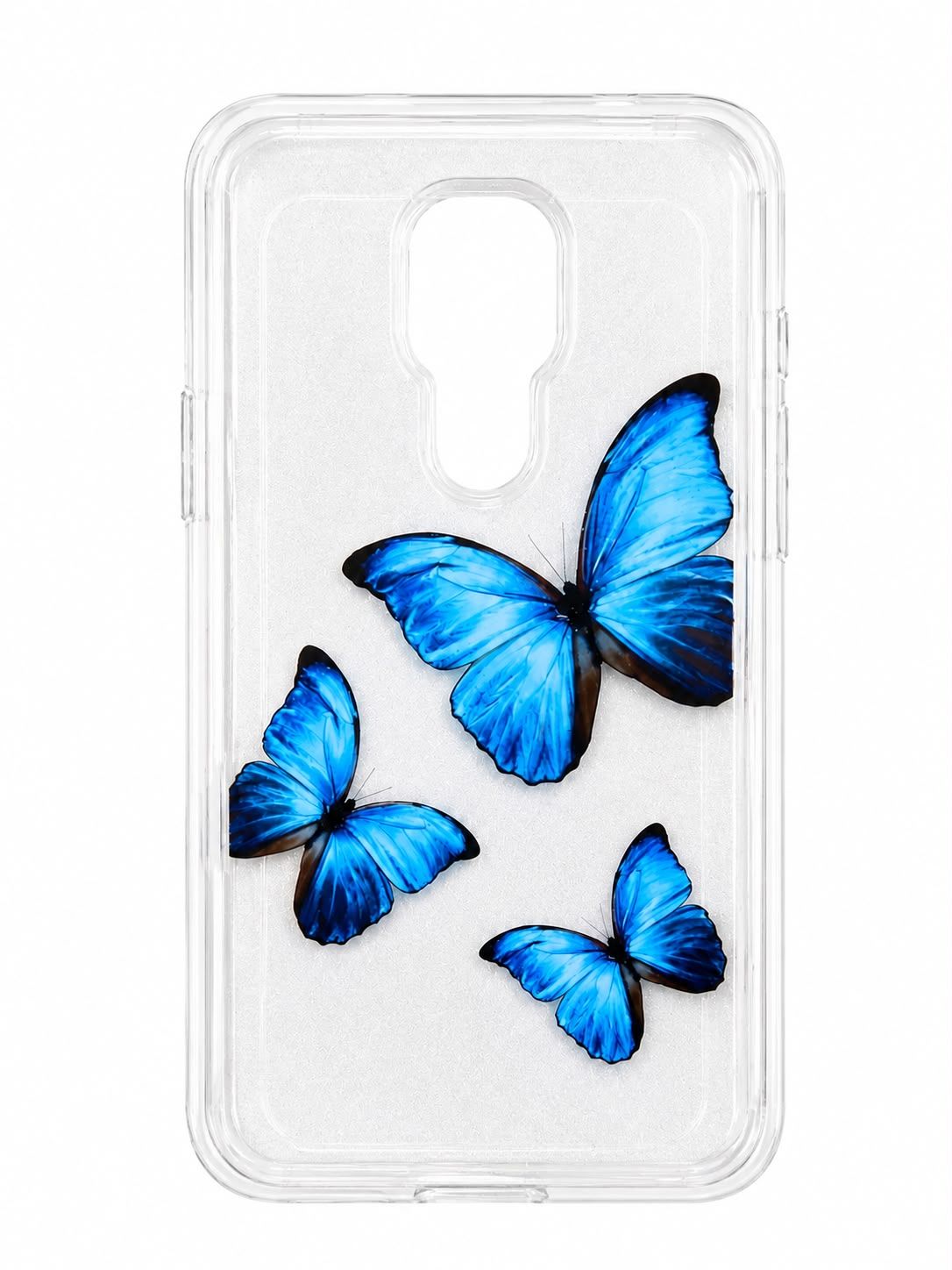 Clear Glitter Blue Butterfly Case for Moto G Play 2021