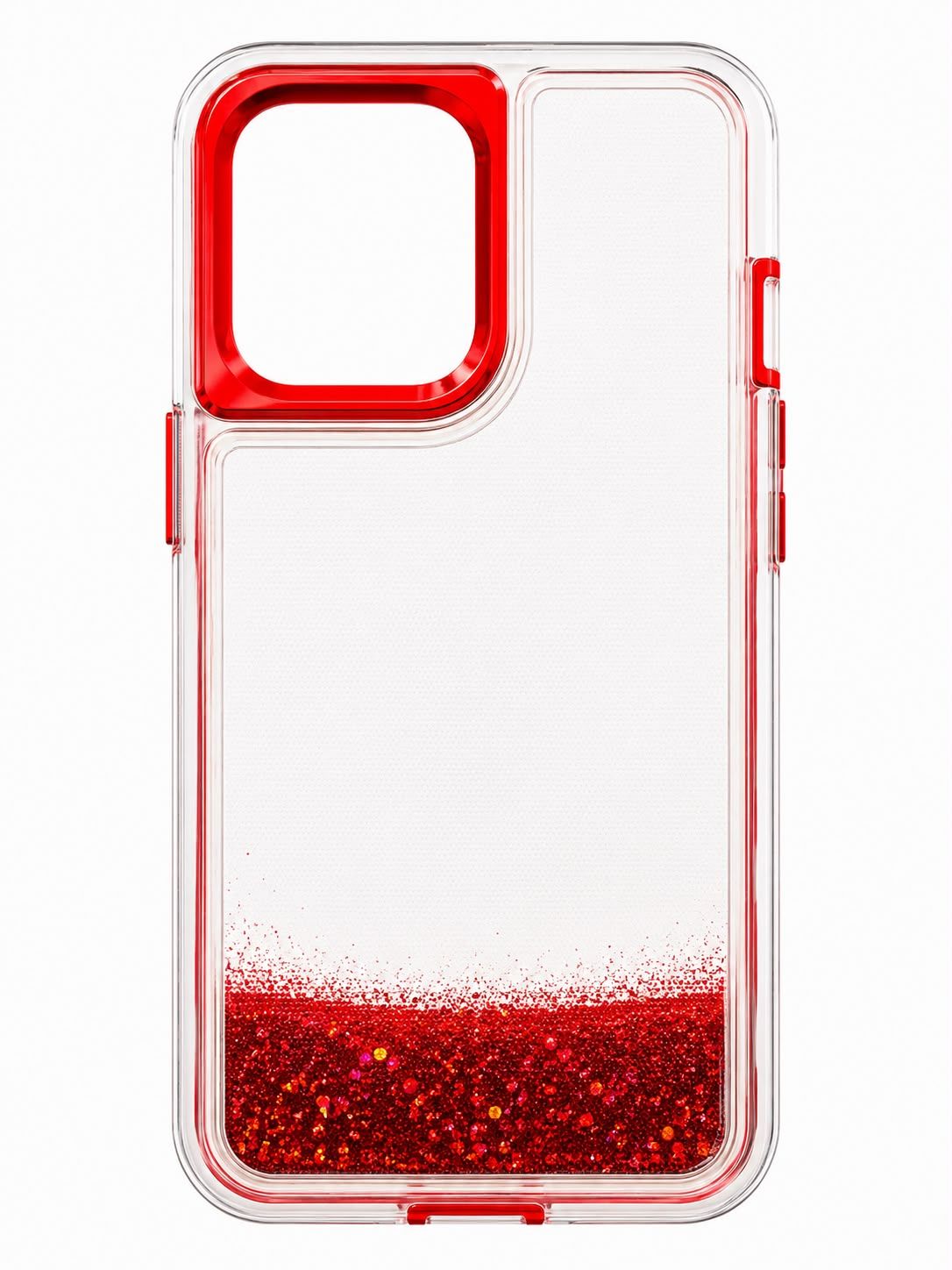 Clear Floating Glitter Heavy Duty Case for Iphone 13 Pro-Red
