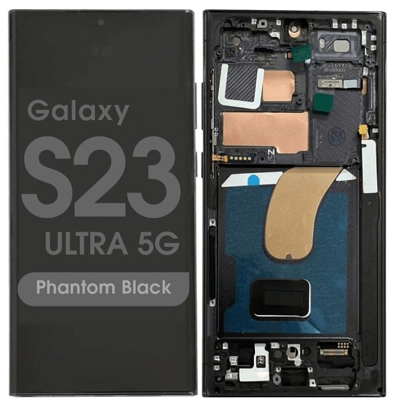 OLED Assembly With Frame For Samsung Galaxy S23 Ultra (US &amp; International) (Aftermarket Plus) (120Hz) (Phantom Black)