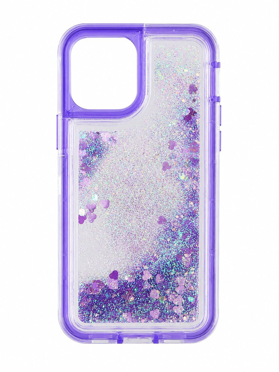 Clear Floating Glitter Heavy Duty Case for Iphone 13 Pro- Purple