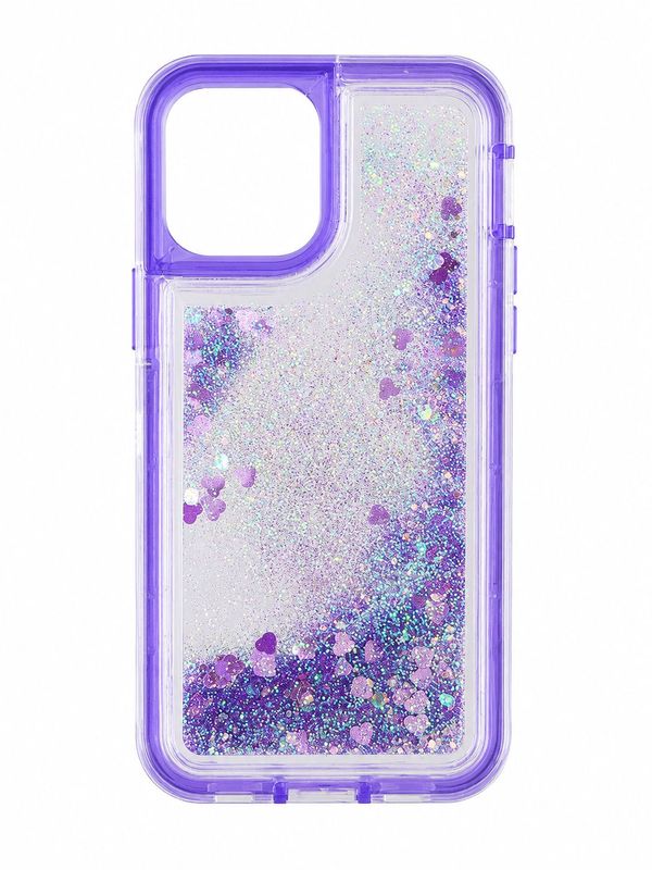 Clear Floating Glitter Heavy Duty Case for Iphone 13 Pro- Purple