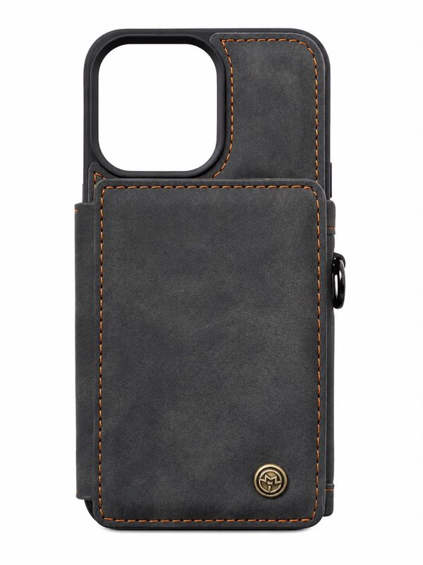 Leather Back Wallet Case for Iphone 13 Pro-Black