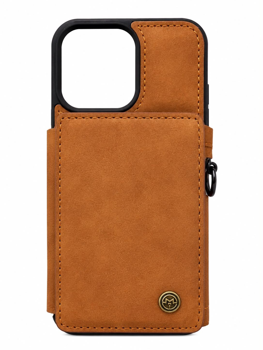 Leather Back Wallet Case for Iphone 13 Pro- Light Brown