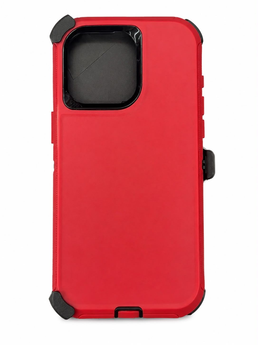 Heavy Duty Defender Case for Iphone 15 Pro Max- Red (with Clip)