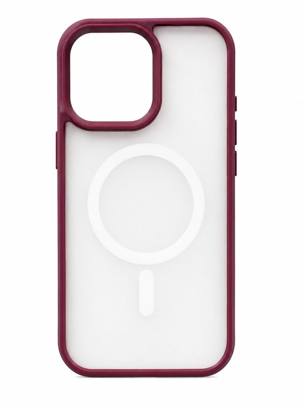 Pure Clear Crystal Magsafe Clear Case for Iphone 14 Pro - Maroon Accent