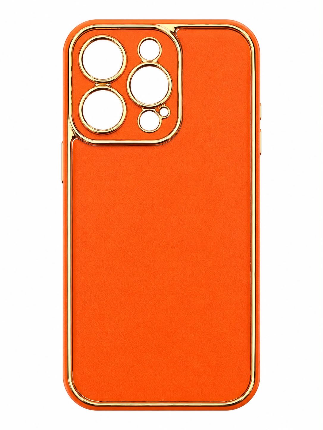 Leather Plating Skin Camera Protector Case for Iphone 14  Pro- Orange