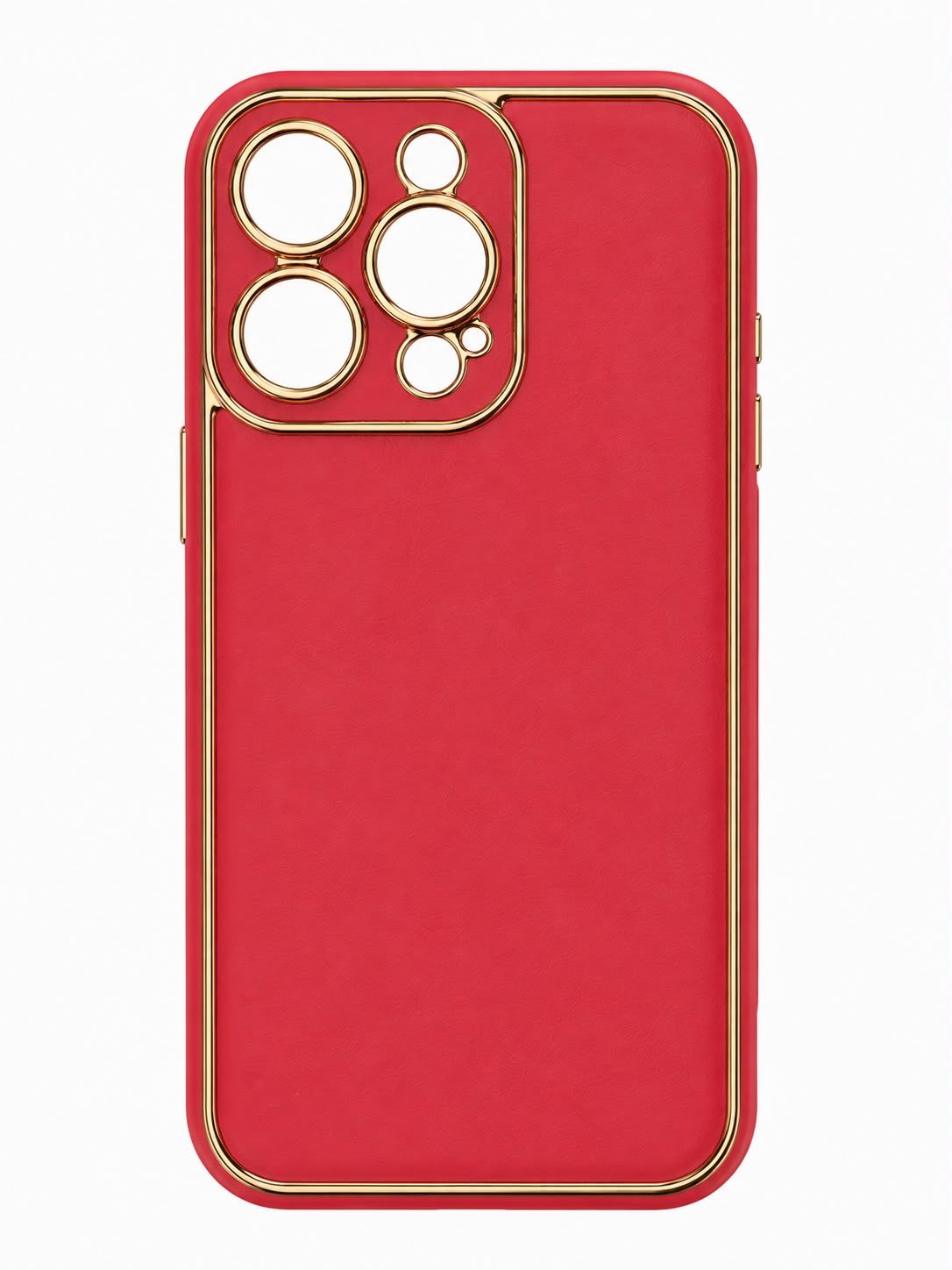 Leather Plating Skin Camera Protector Case for Iphone 14  Pro- Red
