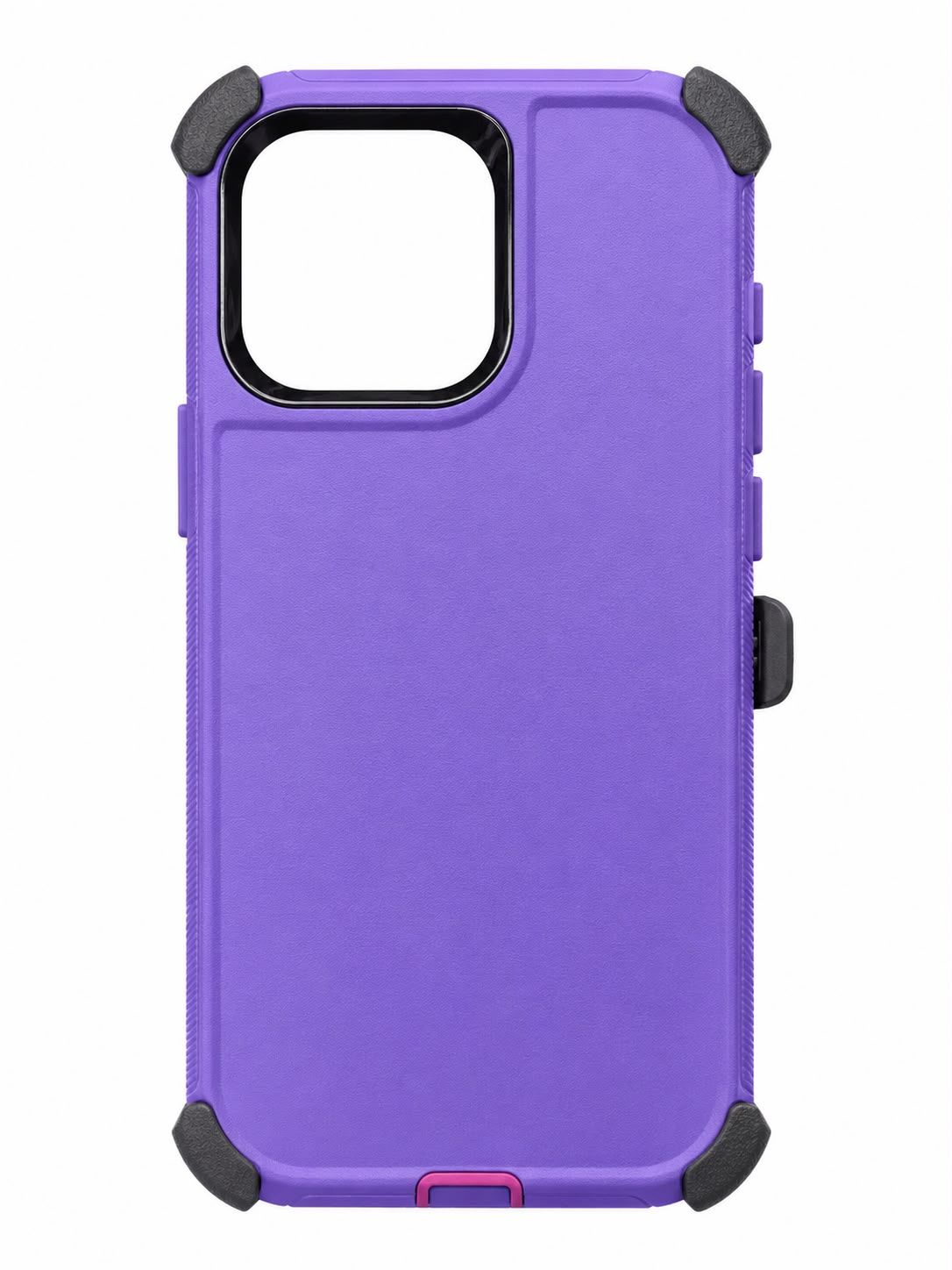Heavy Duty Defender Case for Iphone 15 Pro Max- Purple (with Clip)