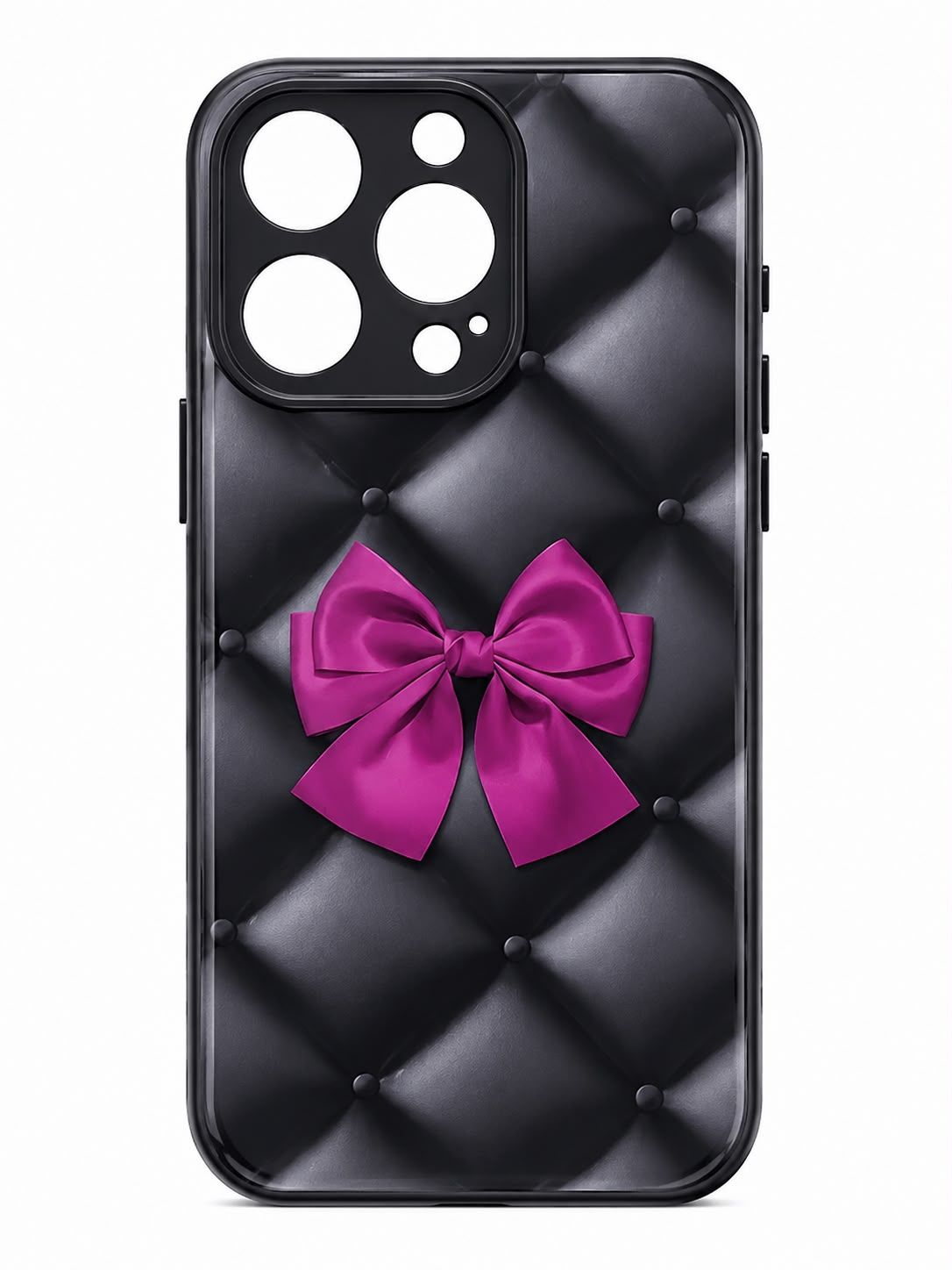3D Black Printed Bow Case for Iphone 14 Pro