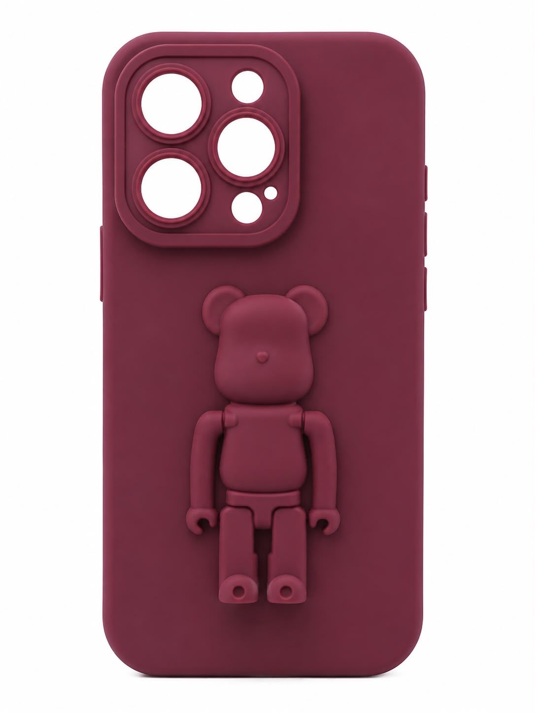 Teddy Bear Camera Protector Case for Iphone 14 Pro-Maroon