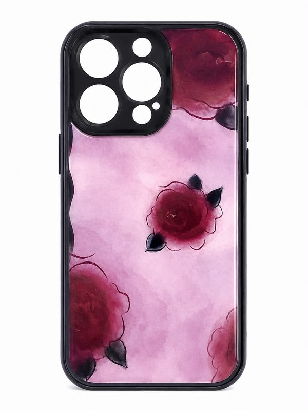 Red Rose Printed Camera Protector Case for Iphone 14 Pro-Maroon