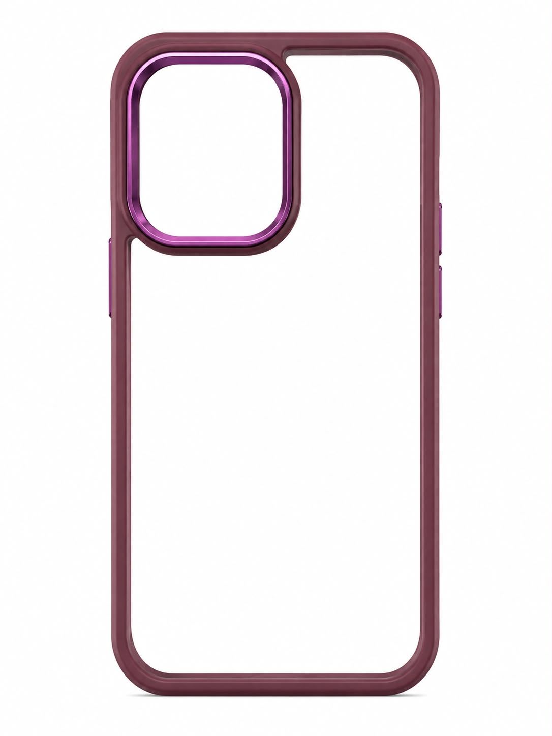 Metal Clear Camera TPU Bumper Case for Iphone 14 Pro- Maroon