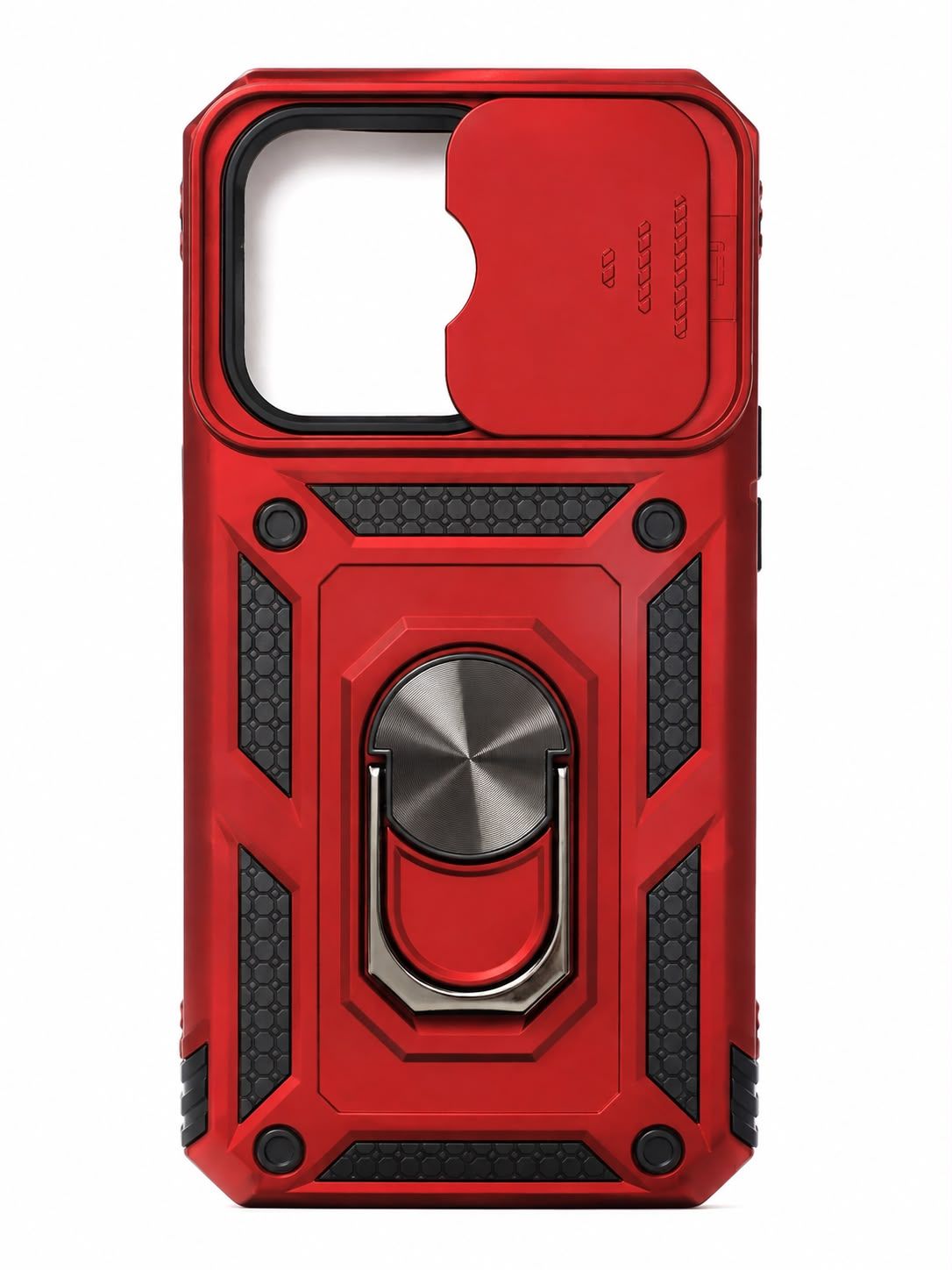 Armor Ring Hidden Camera Protective Case for Iphone 14 Pro- Red