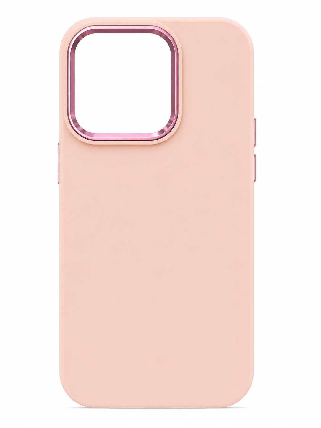 Liquid Silicon Case with Metal Bumper for Iphone 14 Pro- Peach