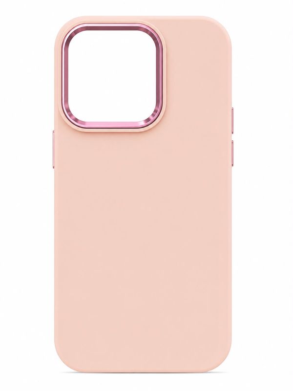 Liquid Silicon Case with Metal Bumper for Iphone 14 Pro- Peach