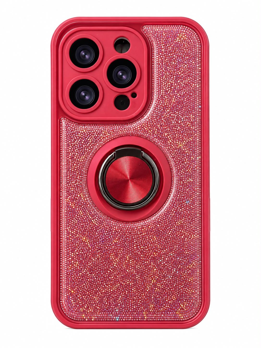 QYR PU Ring Case for Iphone 14 Pro-Red