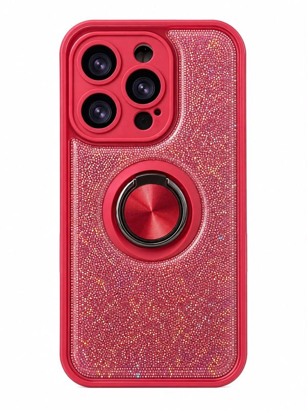 QYR PU Ring Case for Iphone 14 Pro-Red