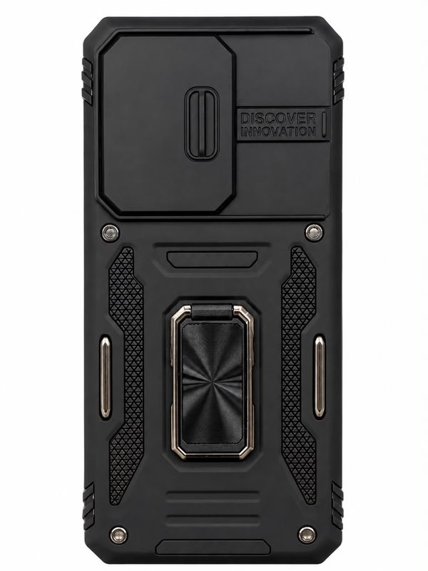 Utter Tough Metal Ring Movable Camera Window Hybrid Case Cover for S20 Ultra - Black