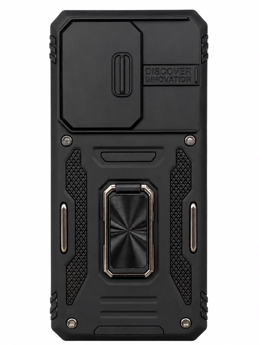 Utter Tough Metal Ring Movable Camera Window Hybrid Case Cover for S20 Plus- Black