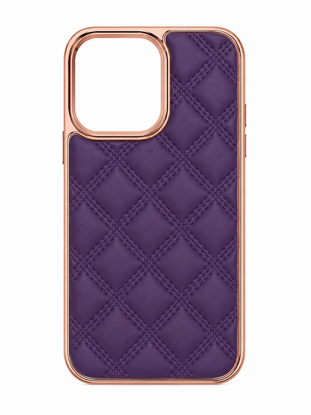 Textured Pattern  Premium Phone Case with Gold Trim for Iphone 14 Pro- Purple