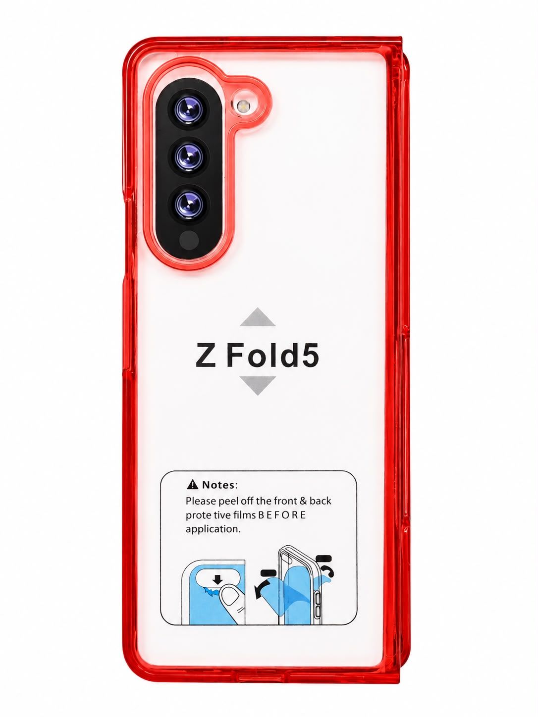 Transparent Hybrid Shockproof Case Cover For Z Fold 5 - Red
