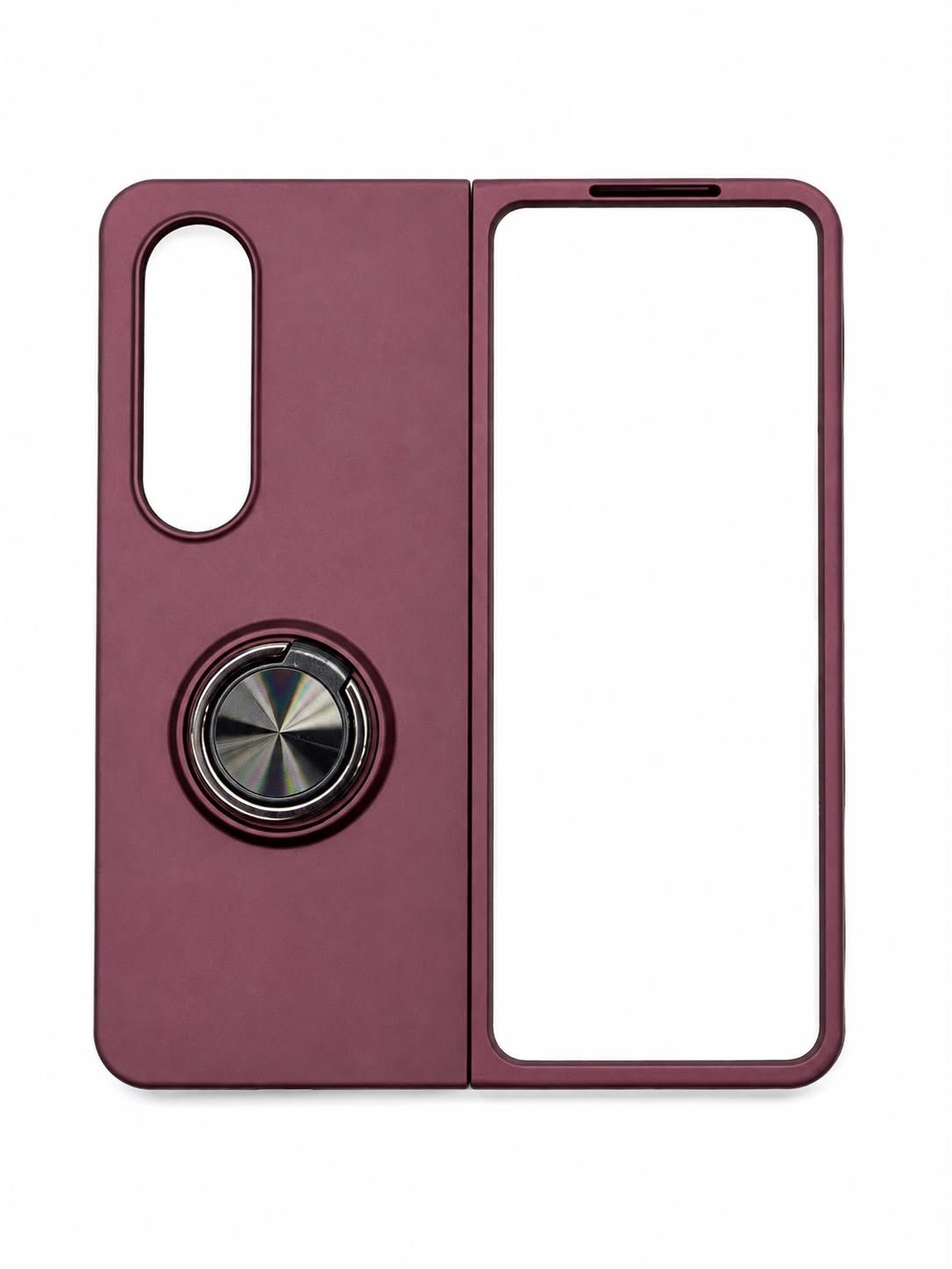 Chief Oil Painted Magnetic Ring Stand Camera Protective Hybrid Case Cover for Z Fold 4 - Maroon