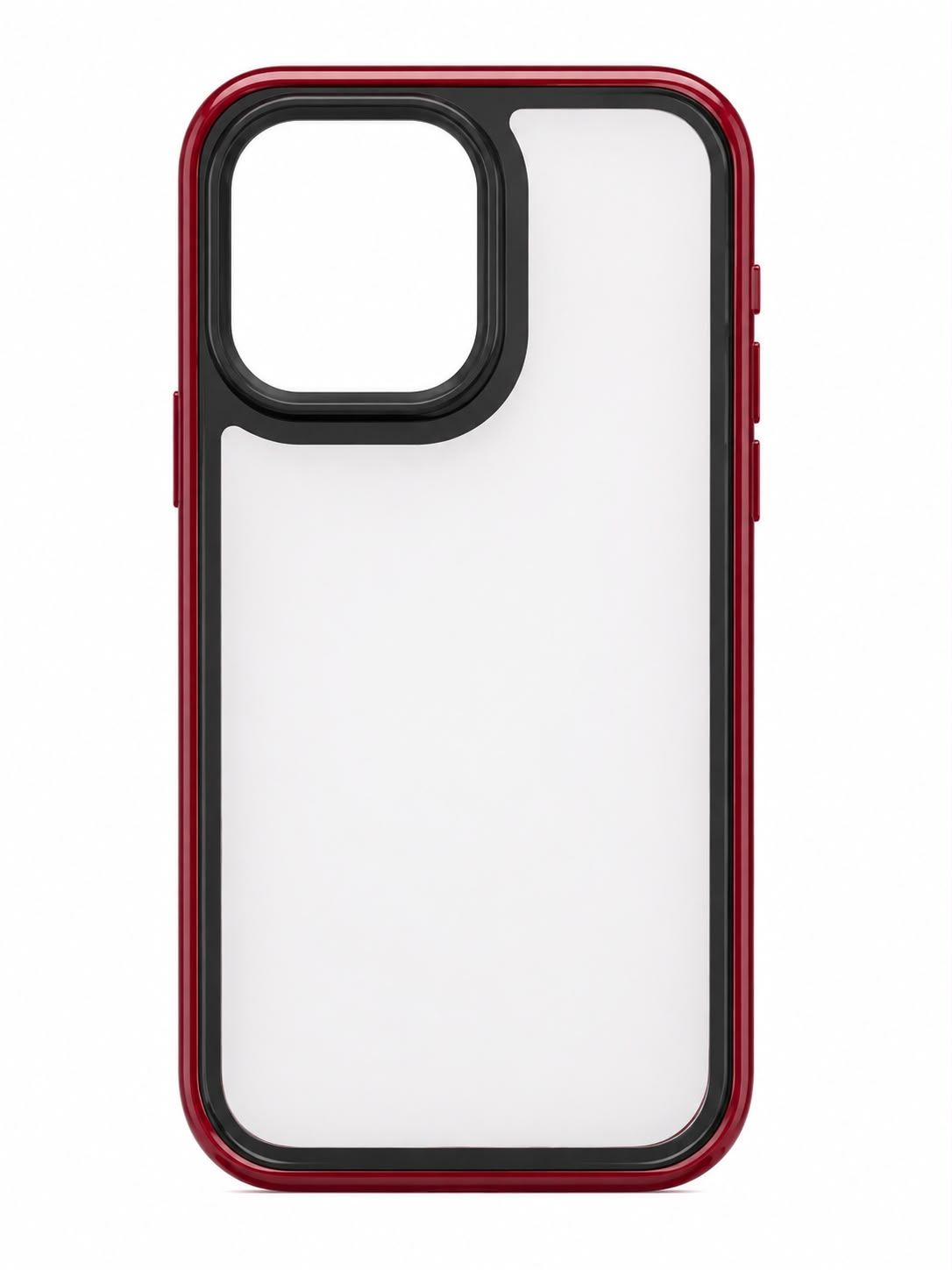 Frosted Double Layered Phone Case for Iphone 14 Pro- Maroon and Black