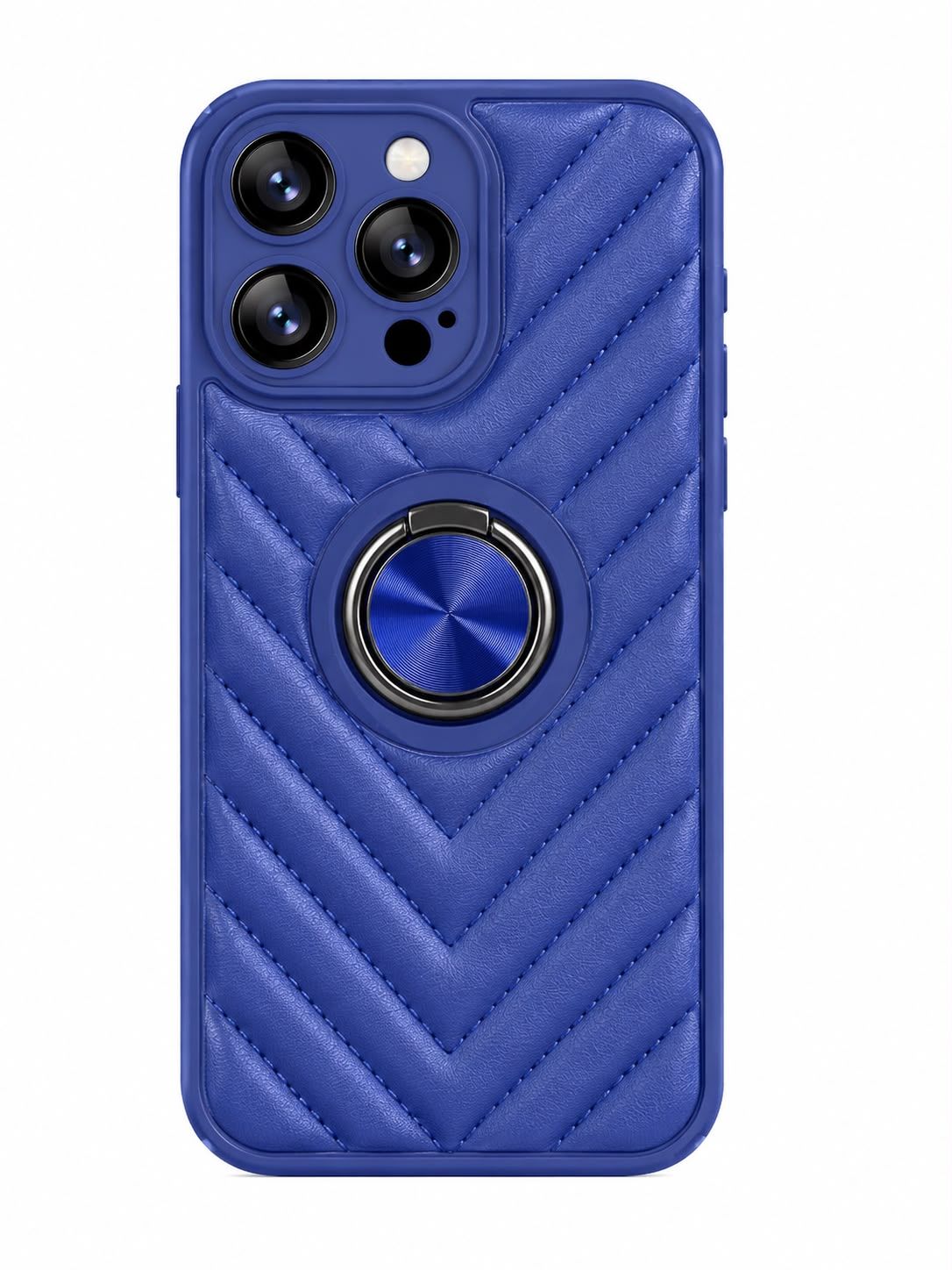 Leather Strip Mix Ring Case for Iphone 14 Pro-Blue