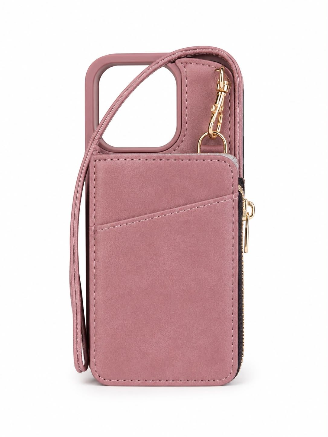 Multi Card Wallet Zipper Case 02 for Iphone 14 Pro - Pink