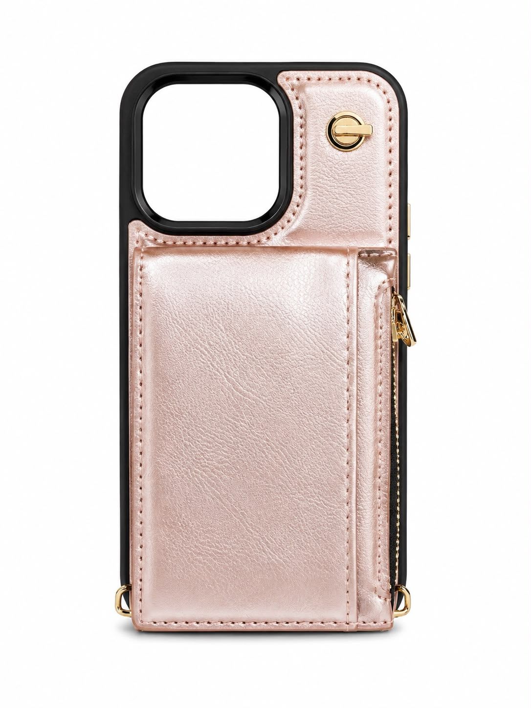 Multi Card Wallet Zipper Case 021 for Iphone 14 Pro - Rose Gold