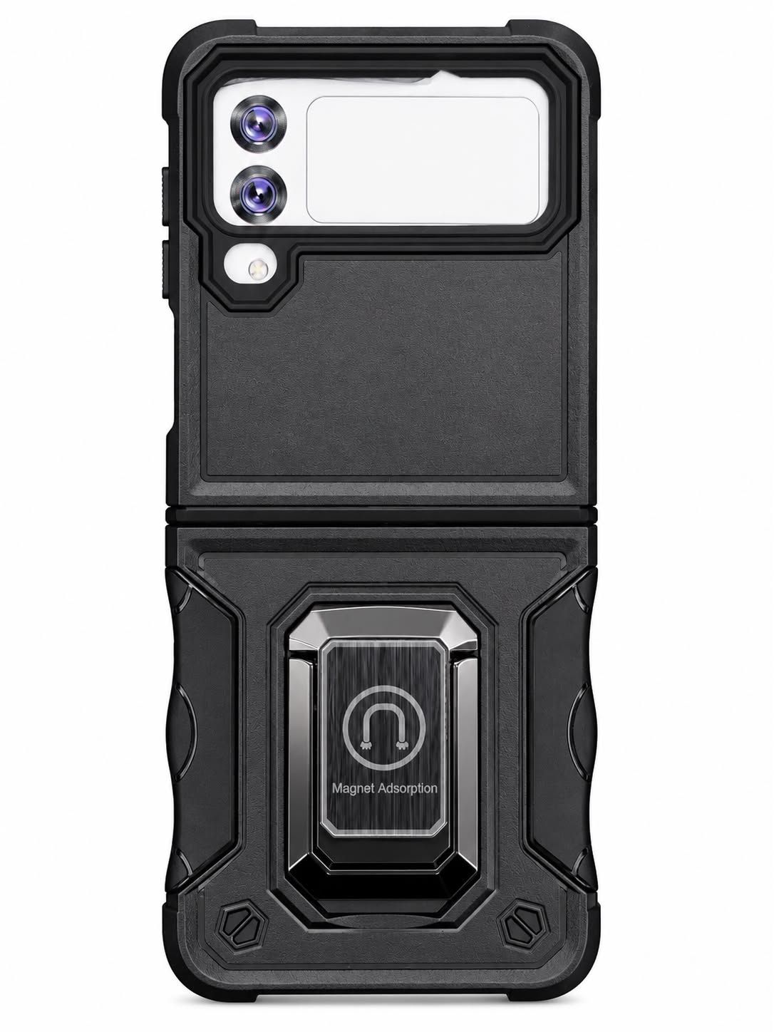 OPTIMUM Magnetic Ring Stand Hybrid Case Cover For Samsung Galaxy Z Flip 4- Black