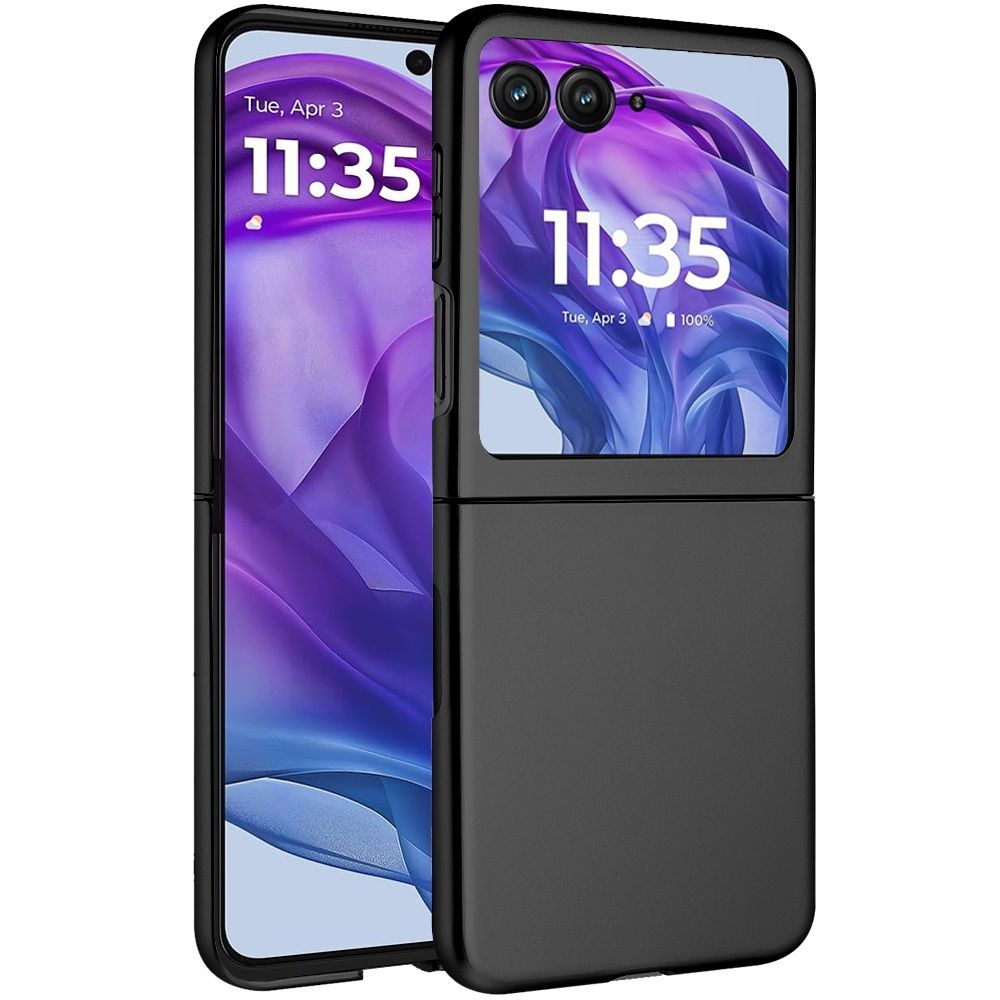 Flip Snap On Premium Matte Finish Case Cover For Motorola Razr+ Plus 2024 - Black