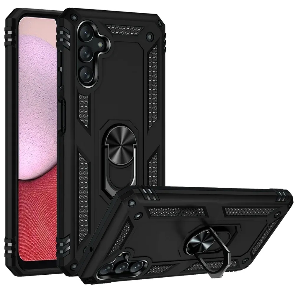 Ring Magnetic Kickstand Hybrid Case Cover For Samsung A14 5G - Black