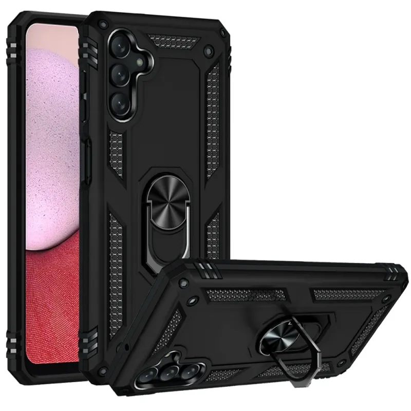 Ring Magnetic Kickstand Hybrid Case Cover For Samsung A14 5G - Black