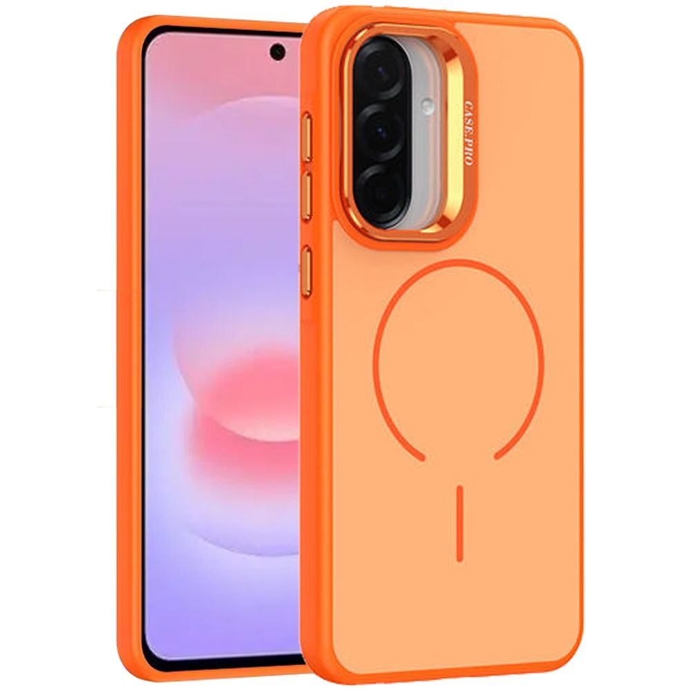 Premium Matte Magnetic Metal Camera Stand Hybrid Case For Samsung Galaxy A37 / A36 - Cosmic Orange