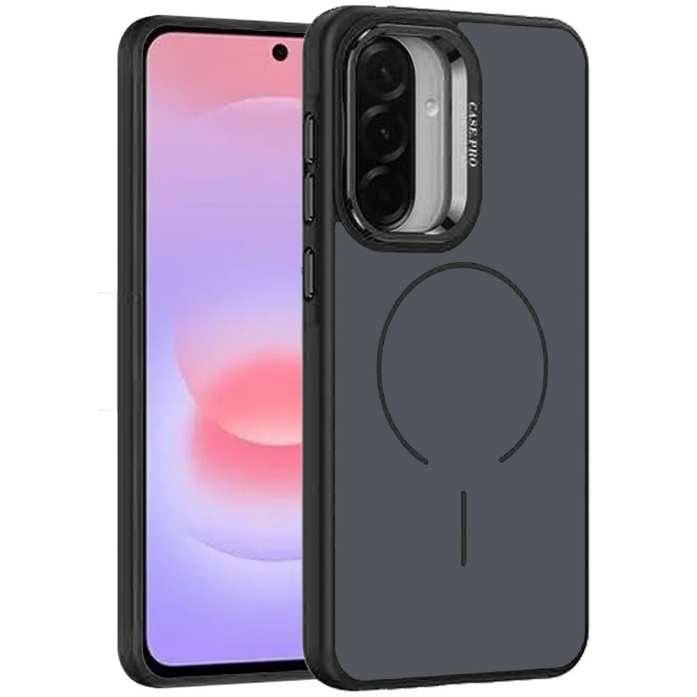 Premium Matte Magnetic Metal Camera Stand Hybrid Case For Samsung Galaxy A37 / A36 - Black