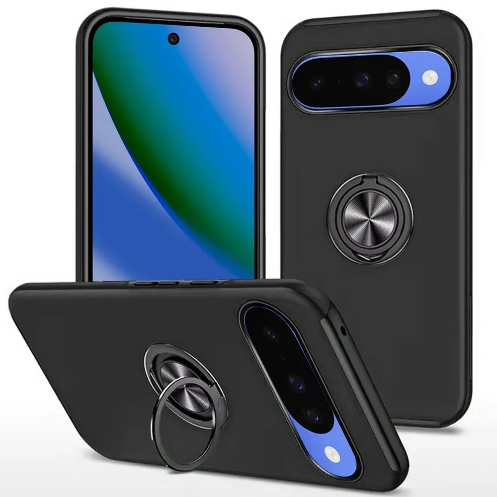 CHIEF Oil Painted Magnetic Ring Stand Hybrid Case Cover For Google Pixel 11 / 11 Pro - Black